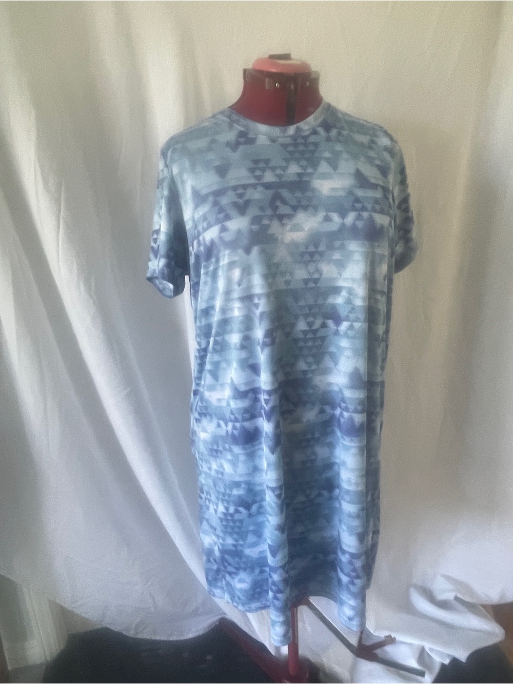 Blue Geometric Print T-Shirt dress